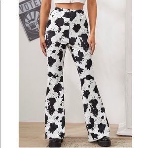Shein Cow Print Flare Pants NWT